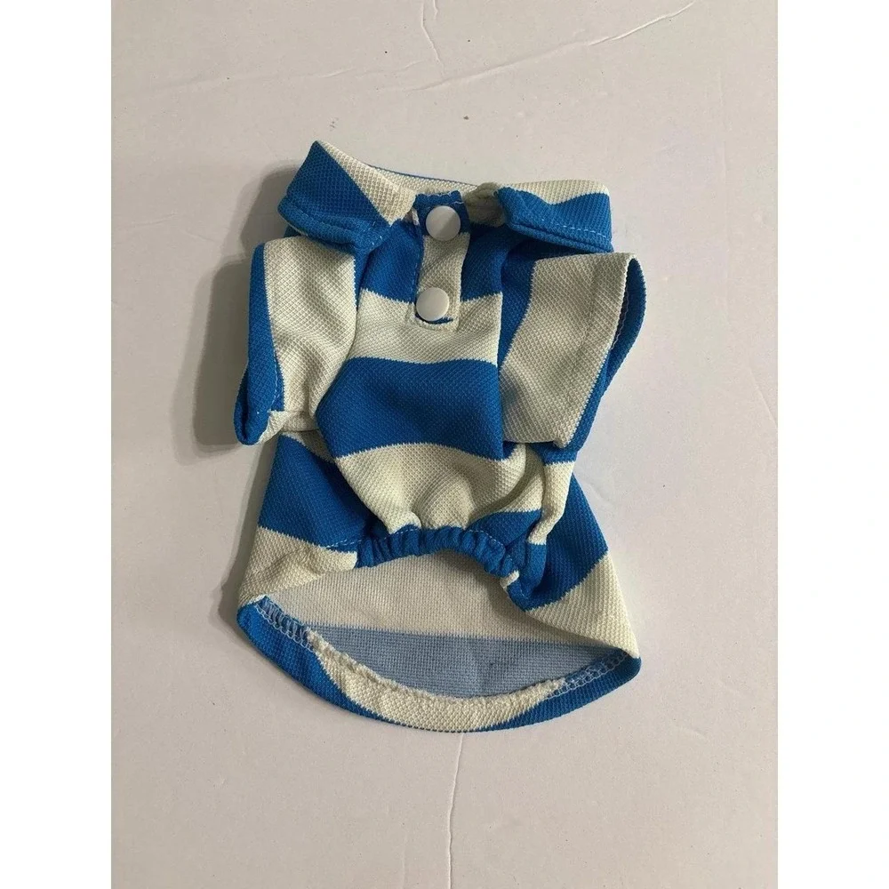 Dog Blue & White Polo Shirt (XXS) Tea Cup Size